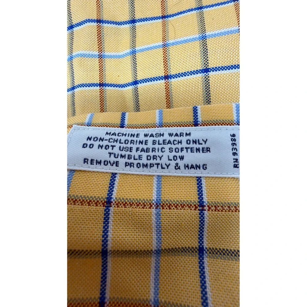 Brooks Brothers Shirt Mens Large L Yellow Plaid Slim Fit Non‎ Iron Supima Cotton